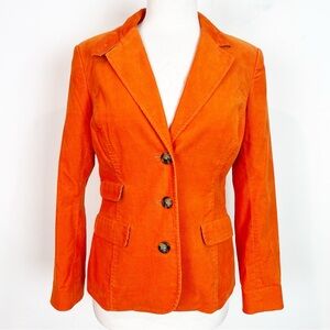 LILLY PULITZER ORANGE CORDUROY 3 BUTTON FRONT BLAZER JACKET WOMENS SZ 6